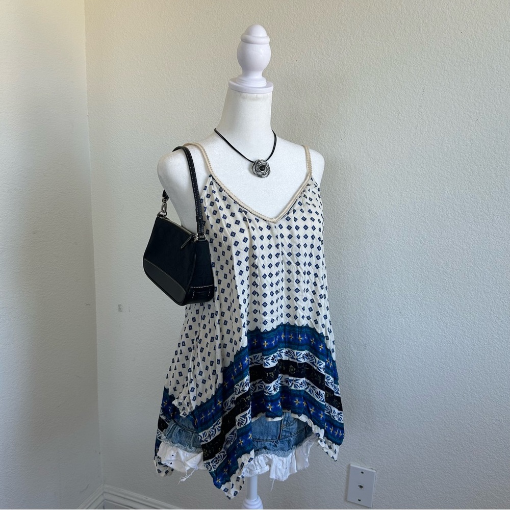 Chloe K Boho Flowy Asymmetrical Hem Cami Top